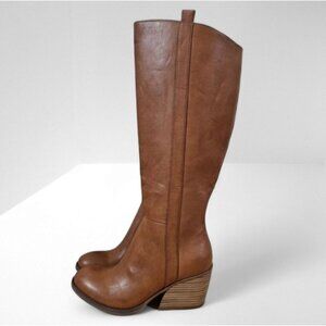 Korks By Kork Ease Harley Knee High Boot Heeled Womens Tan Vegan Leather Size 6